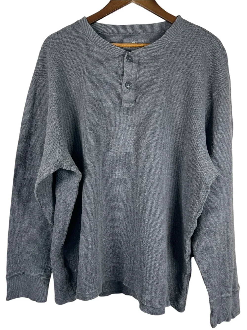 VTG Y2K J Crew Heavyweight Waffle Knit Thermal Henley Shirt XXL Rugged Gorpcore